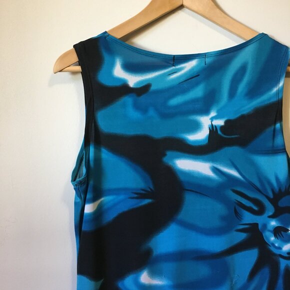 Free With 25$ Purchase Blue Painterly Abstract Floral Cowl Neck Sleevele… - Picture 6 of 13